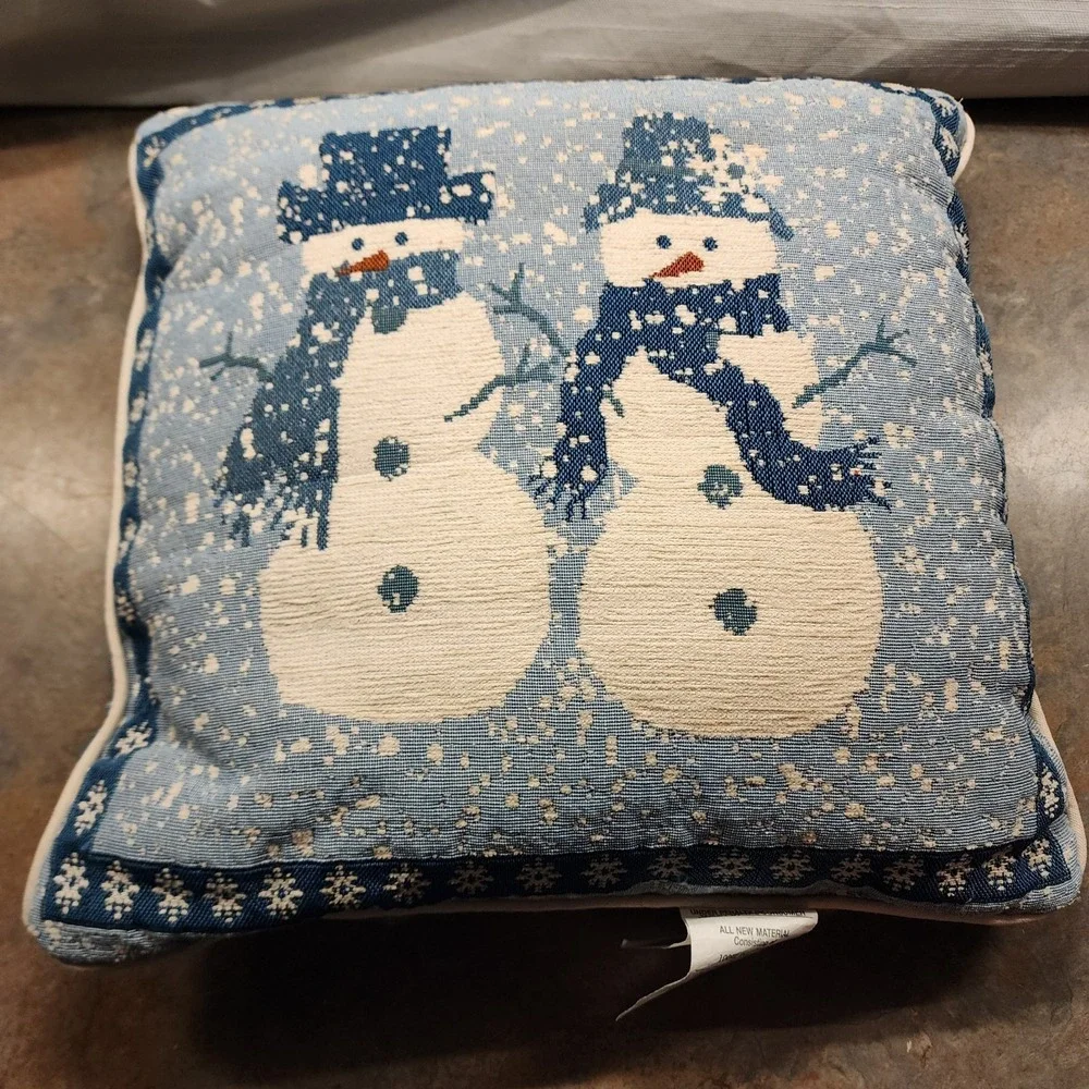 Tapestry Pillow Snowman Blue Snowmen 16